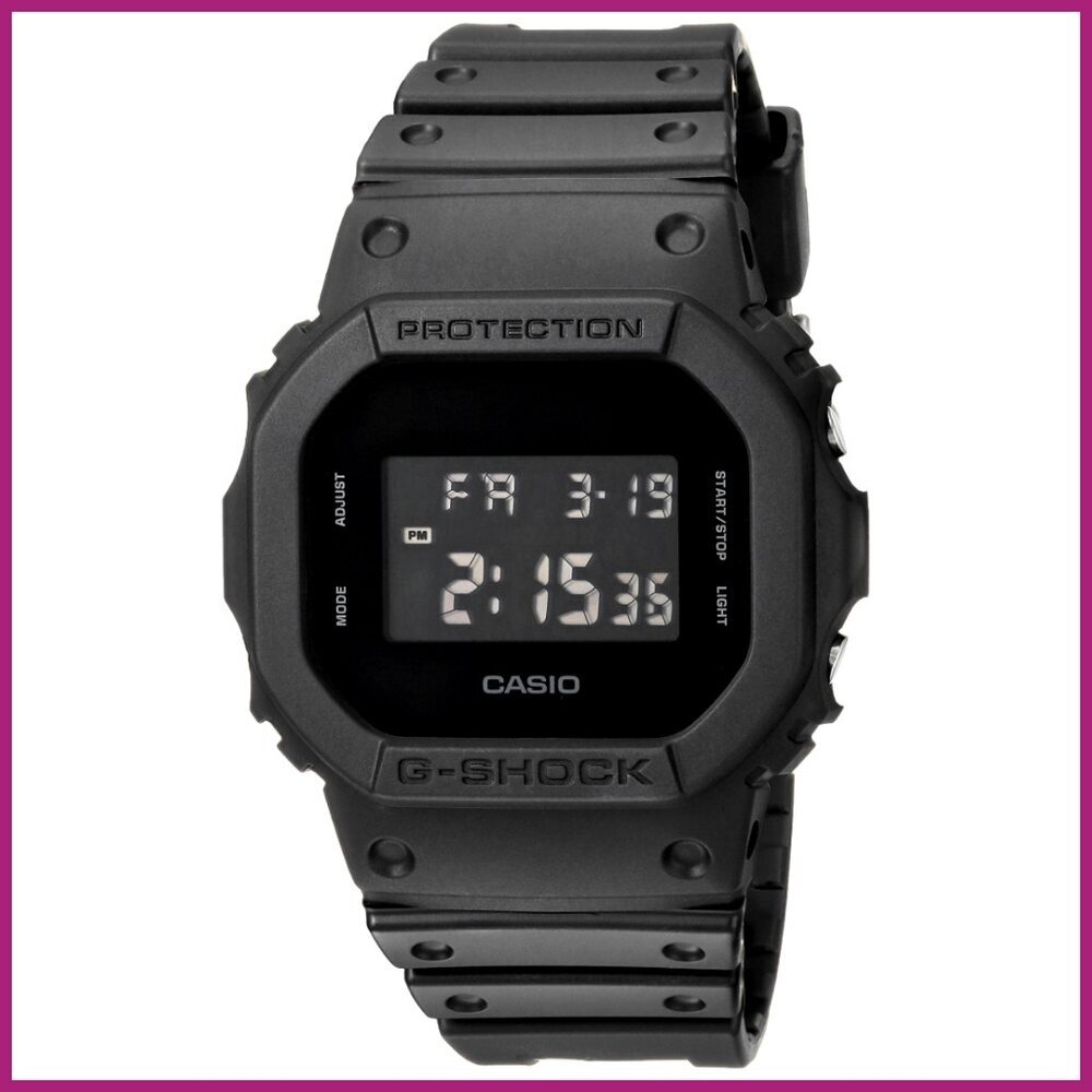 Shock Resistant Quartz Watch with Mineral Glass and Resin Strap